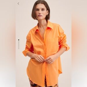 Mango - Orange Oversize Button-Up Shirt